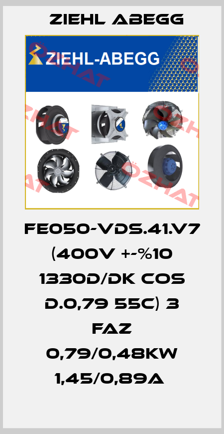 FE050-VDS.41.V7 (400V +-%10 1330D/DK COS D.0,79 55C) 3 FAZ 0,79/0,48KW 1,45/0,89A  Ziehl Abegg