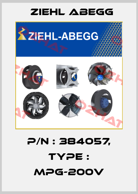 P/N : 384057, Type : MPG-200V Ziehl Abegg