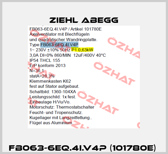 FB063-6EQ.4I.V4P (101780E)  Ziehl Abegg