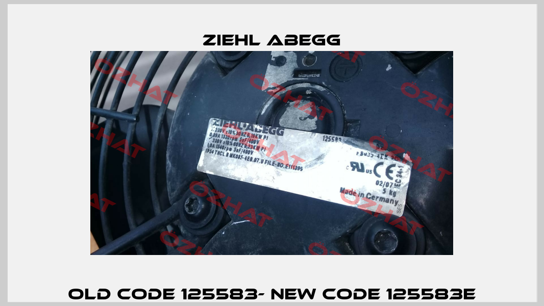 old code 125583- new code 125583E Ziehl Abegg
