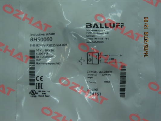 P/N: BHS0060 Type: BHS B249V-PSD25-S04-003 Balluff