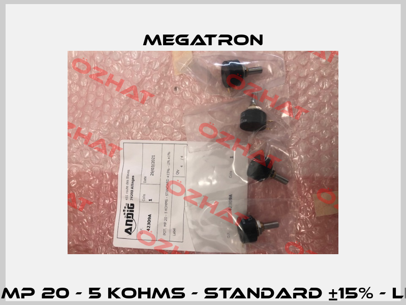 POT. MP 20 - 5 KOHMS - STANDARD ±15% - LIN.±1% Megatron