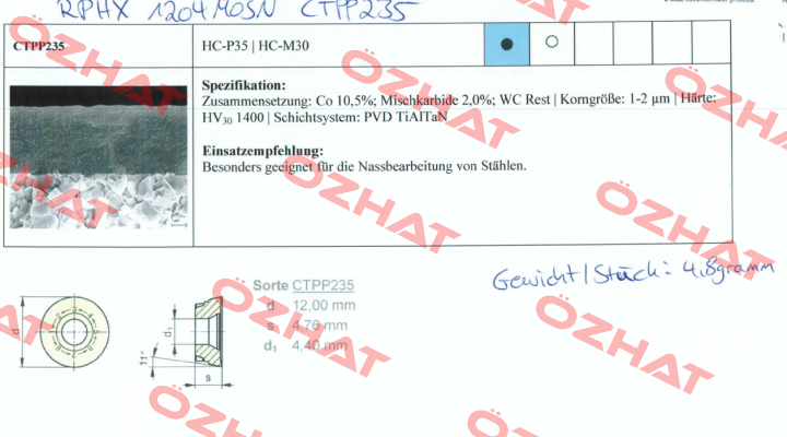 RPHX 1204MOSN CTPP235  Ceratizit