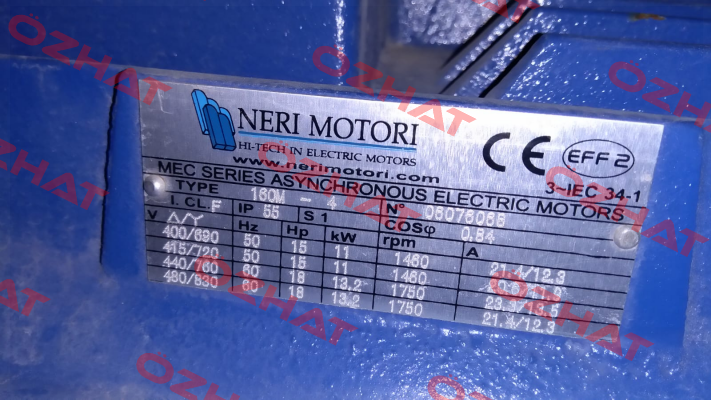 MR 160L KW 15 4P B3 400/690 50HZ IE1 Neri Motori