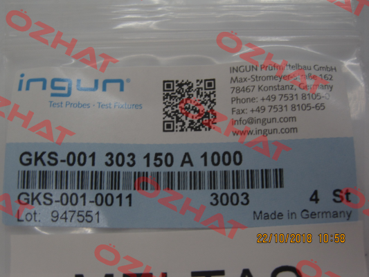 GKS-001 303 150 A 1000 Ingun