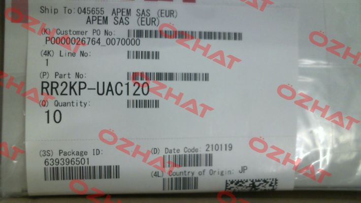 P/N: 209208, Type: RR2KP-UAC120 Idec