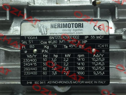 T100A 2,2 4P B3 MULT+UL+CSA Neri Motori